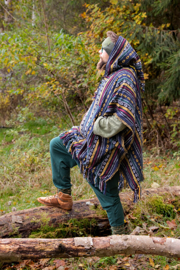 ponczo bawełniane z długim kapturem gheri ponczo nepalskie