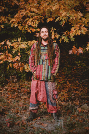 Hippie bluza z kapturem kolorowa długa bluza nepalska multikolor