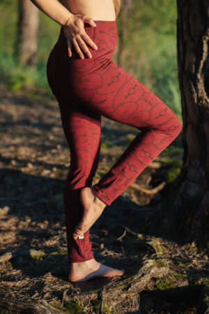 leginsy shipibo icaros burgundowe czerwone